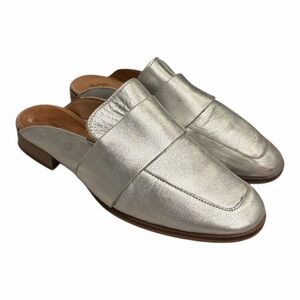 Free People Silver Leather Mule Loafers Made in Spain EU 36 Slip On